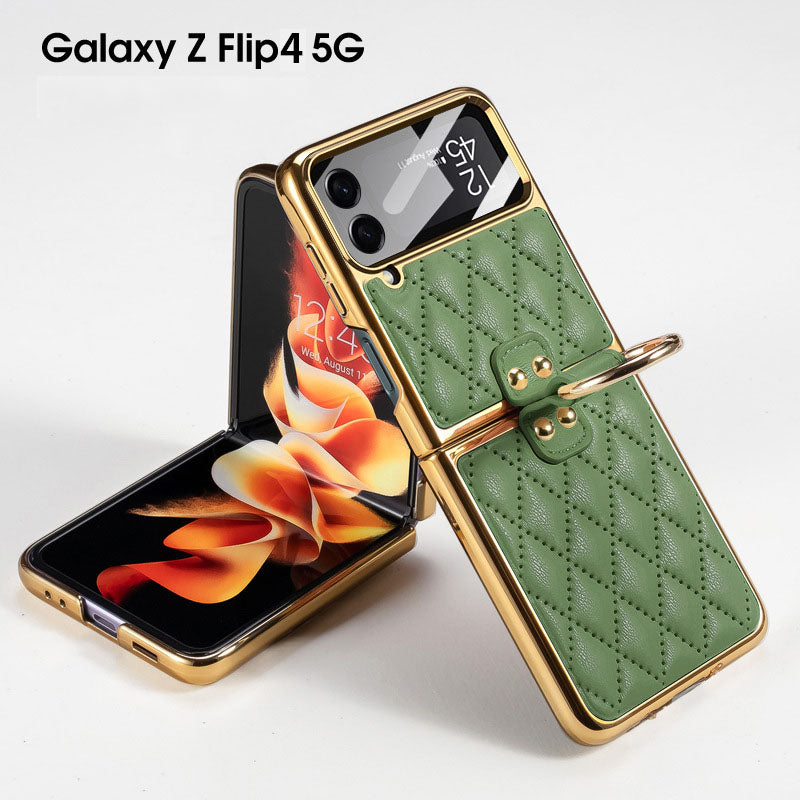 Luxury Leather Electroplating Diamond Protective Cover For Samsung Galaxy Z Flip4 Flip3 5G - GiftJupiter