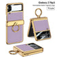 Electroplated Leather Magnetic Hinge Ring Holder Case For Samsung Galaxy Z Flip3 Flip4 - GiftJupiter