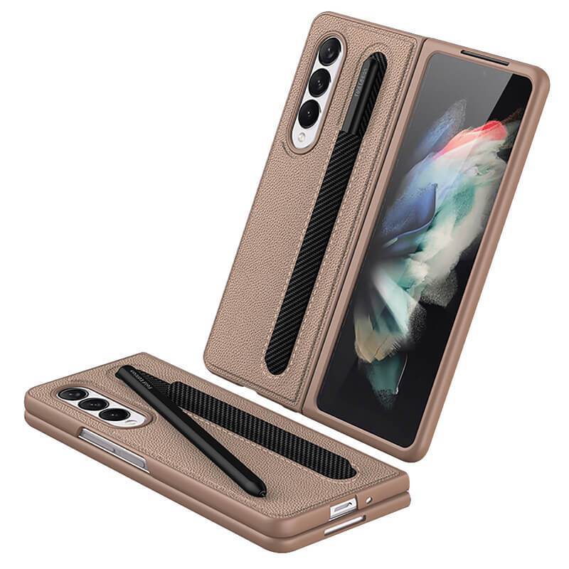 Luxury Leather Shockproof Pen Slot Case For Samsung Z Fold 3 5G - GiftJupiter