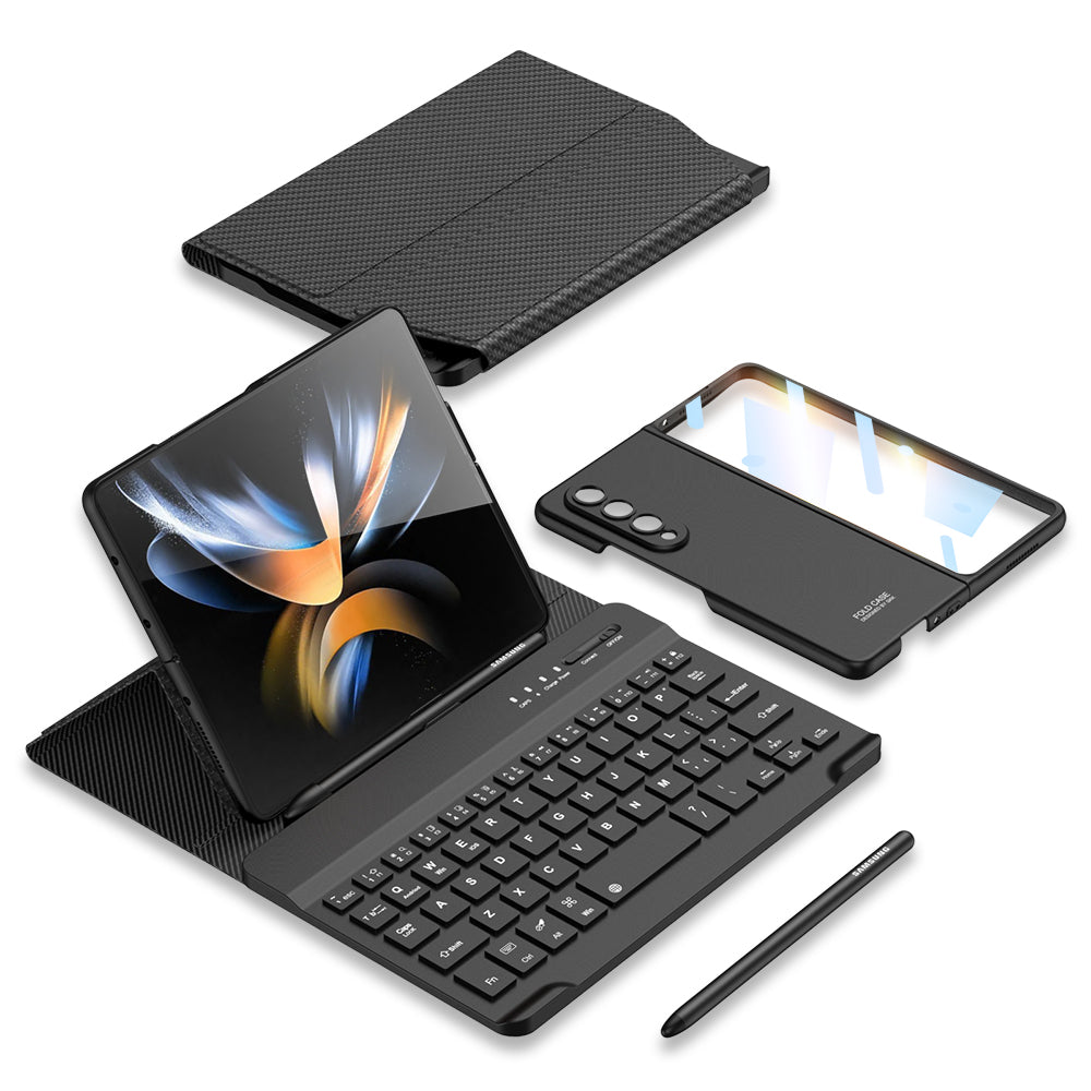 Bluetooth 3.0 Keyboard Magnetic All-inclusive Leather Cover For Samsung Galaxy Z Fold3 Fold4 5G Come With keyboard+Holster Bracket+Phone Case+Capacitive Pen - GiftJupiter