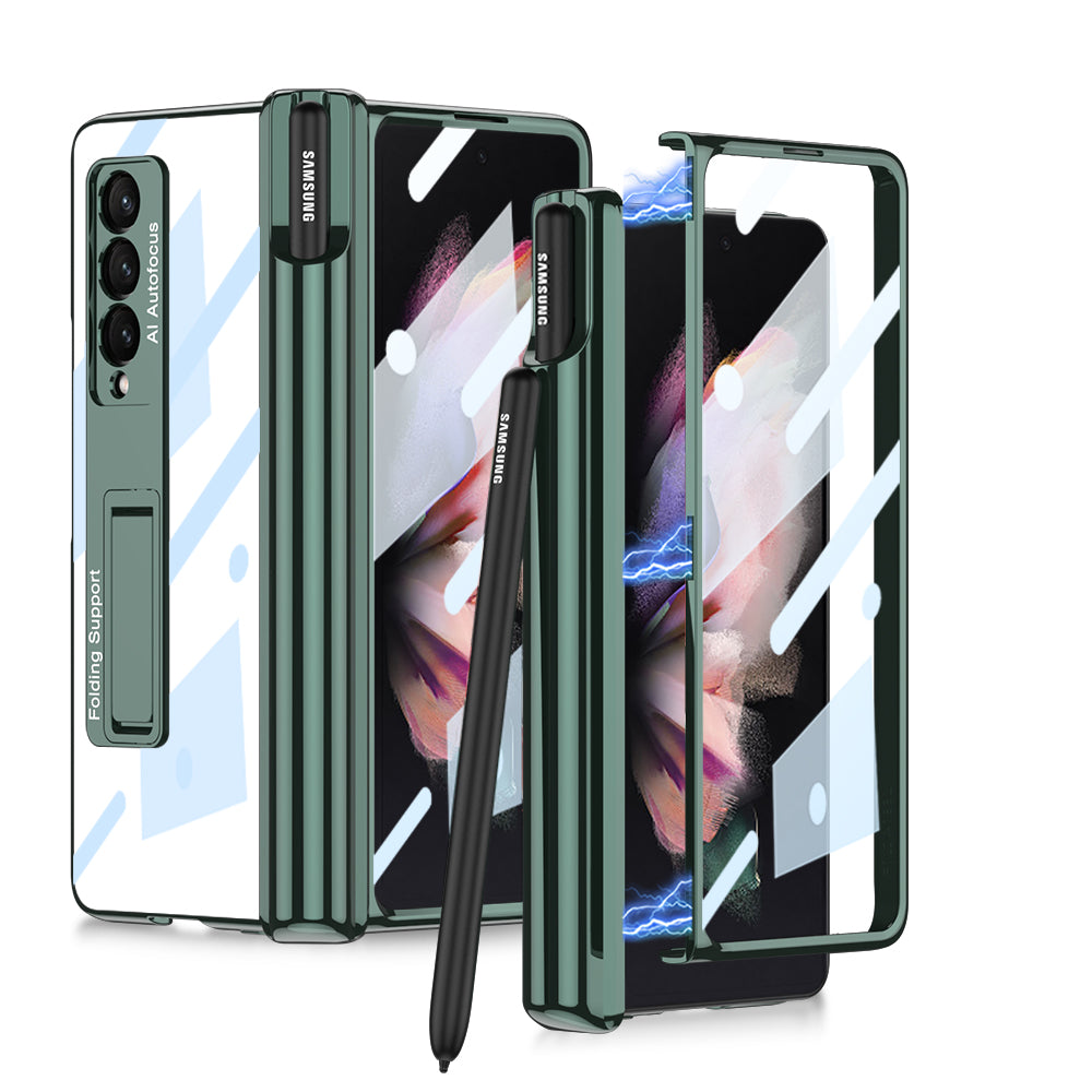 Galaxy Z Fold4 Fold3 | Magnetic Pen Holder Folding Bracket shell Privacy Film Integration Case - GiftJupiter