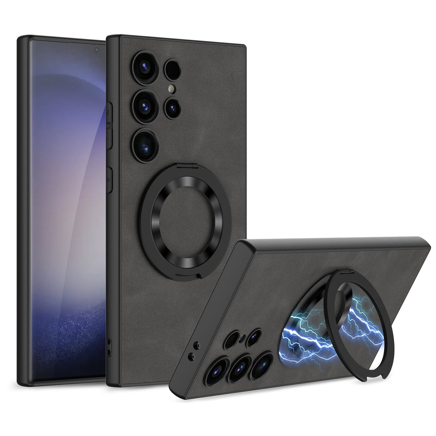 Leather Magnetic Bracket Protective Phone Case For Samsung Galaxy S24 S23 Ultra Plus