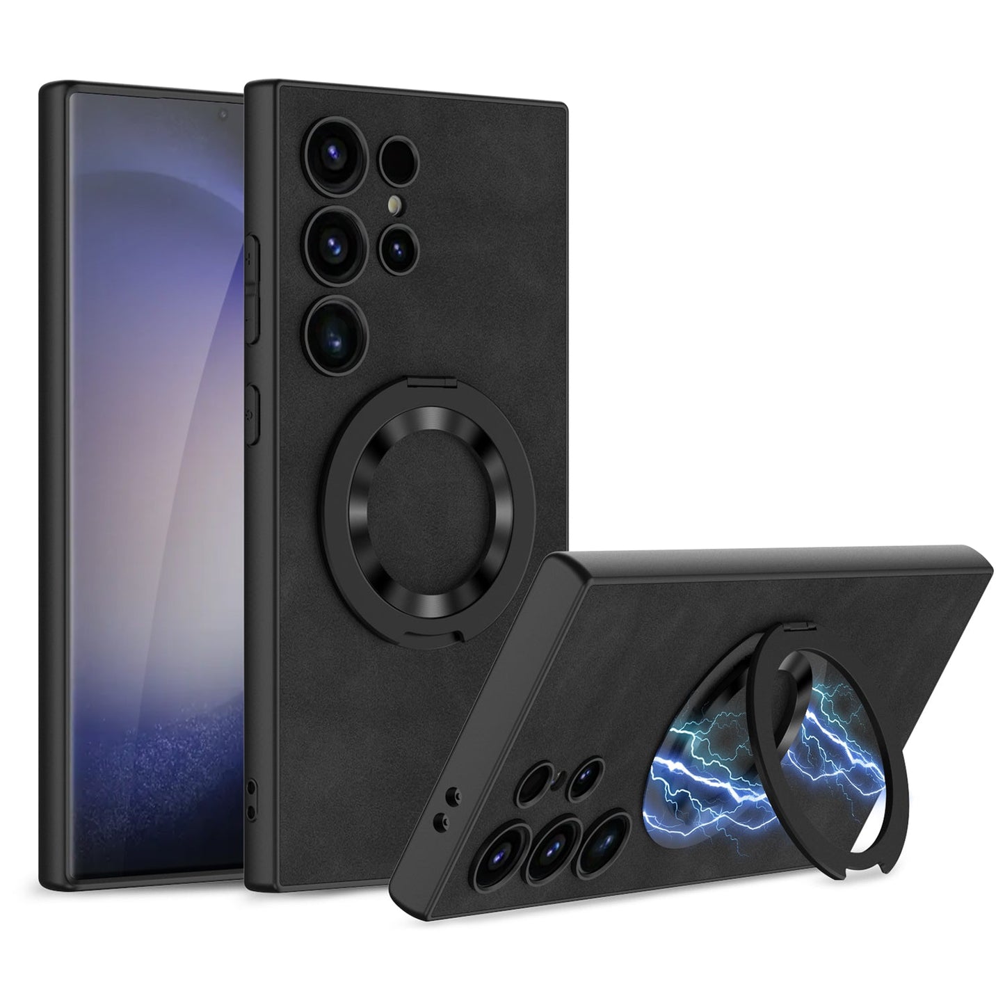 Leather Magnetic Bracket Protective Phone Case For Samsung Galaxy S24 S23 Ultra Plus