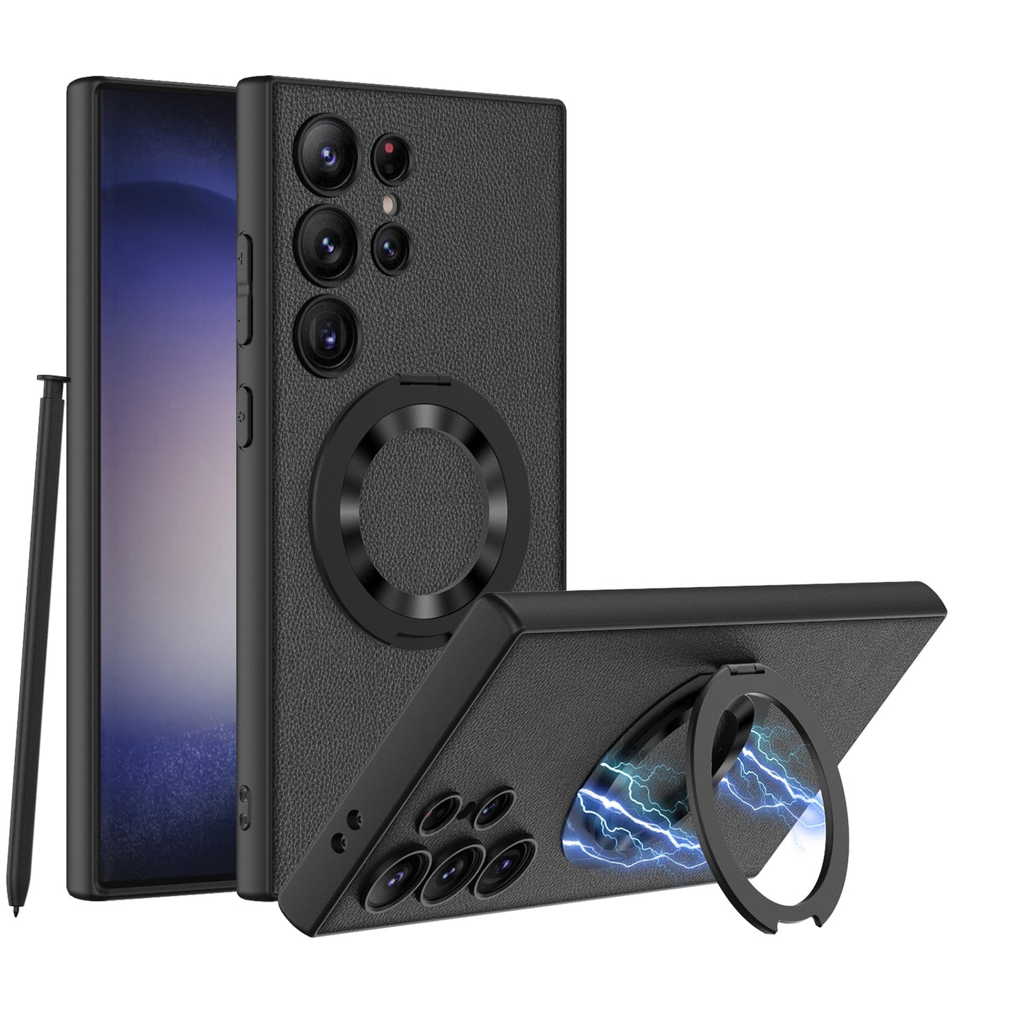 Leather Magnetic Bracket Protective Phone Case For Samsung Galaxy S24 S23 Ultra Plus