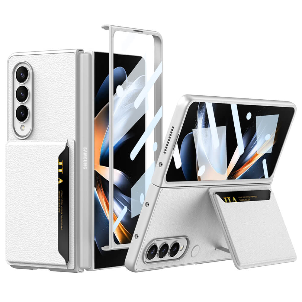 Card Bag Bracket Leather Case For Samsung Galaxy Z Fold4 5G - GiftJupiter