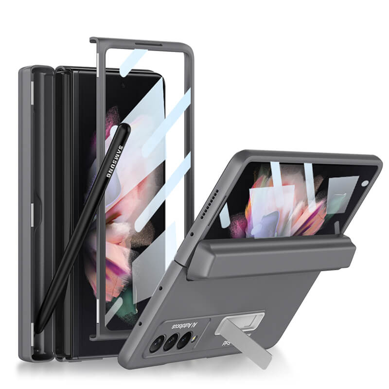 Magnetic Frame Stand All-included Screen Glass Film Case With Hidden S Pen Slot For Samsung Galaxy Z Fold3 Fold4 5G - GiftJupiter