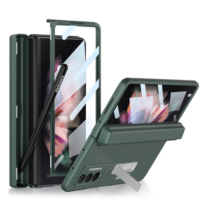 Magnetic Frame Stand All-included Screen Glass Film Case With Hidden S Pen Slot For Samsung Galaxy Z Fold3 Fold4 5G - GiftJupiter