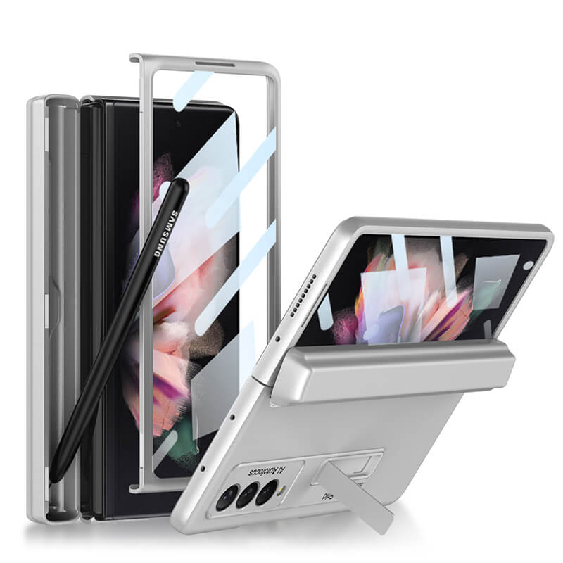 Magnetic Frame Stand All-included Screen Glass Film Case With Hidden S Pen Slot For Samsung Galaxy Z Fold3 Fold4 5G - GiftJupiter