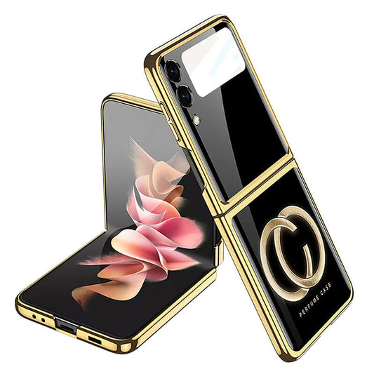Luxury Perfume Plating Frame Anti-knock Protection Glass Case For Samsung Galaxy Z Flip3 - GiftJupiter