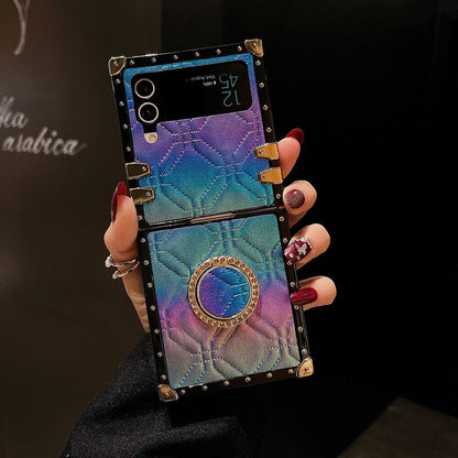 Diamond Leather Ring Phone Case for Samsung Galaxy Z Flip4 Flip3 - GiftJupiter