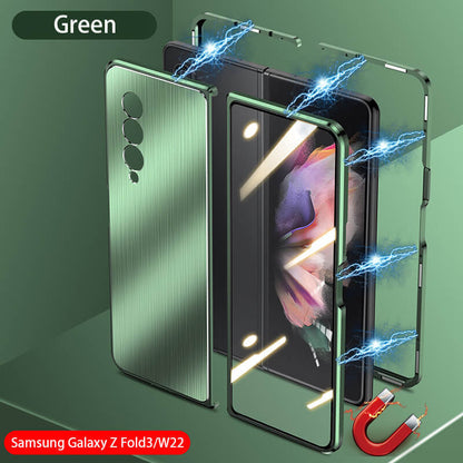 Magnetic Brushed Metal Anti-Fall Case for Samsung Galaxy Z Fold4 Fold3 5G - GiftJupiter