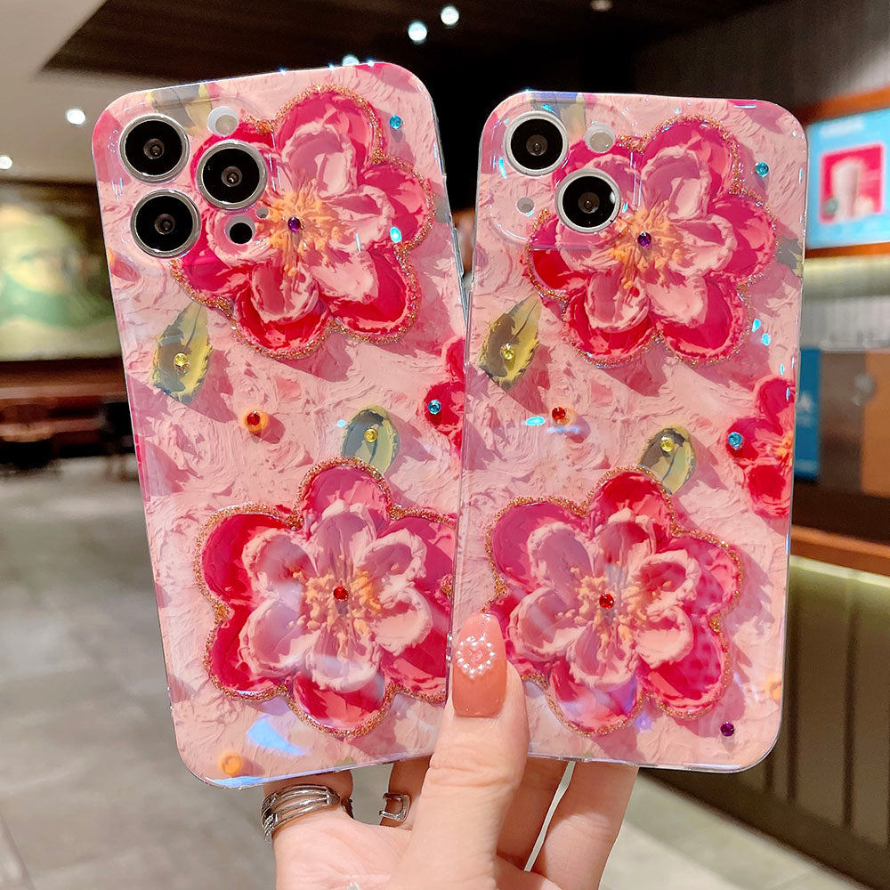 Oil Painting Pink Flower iPhone Case