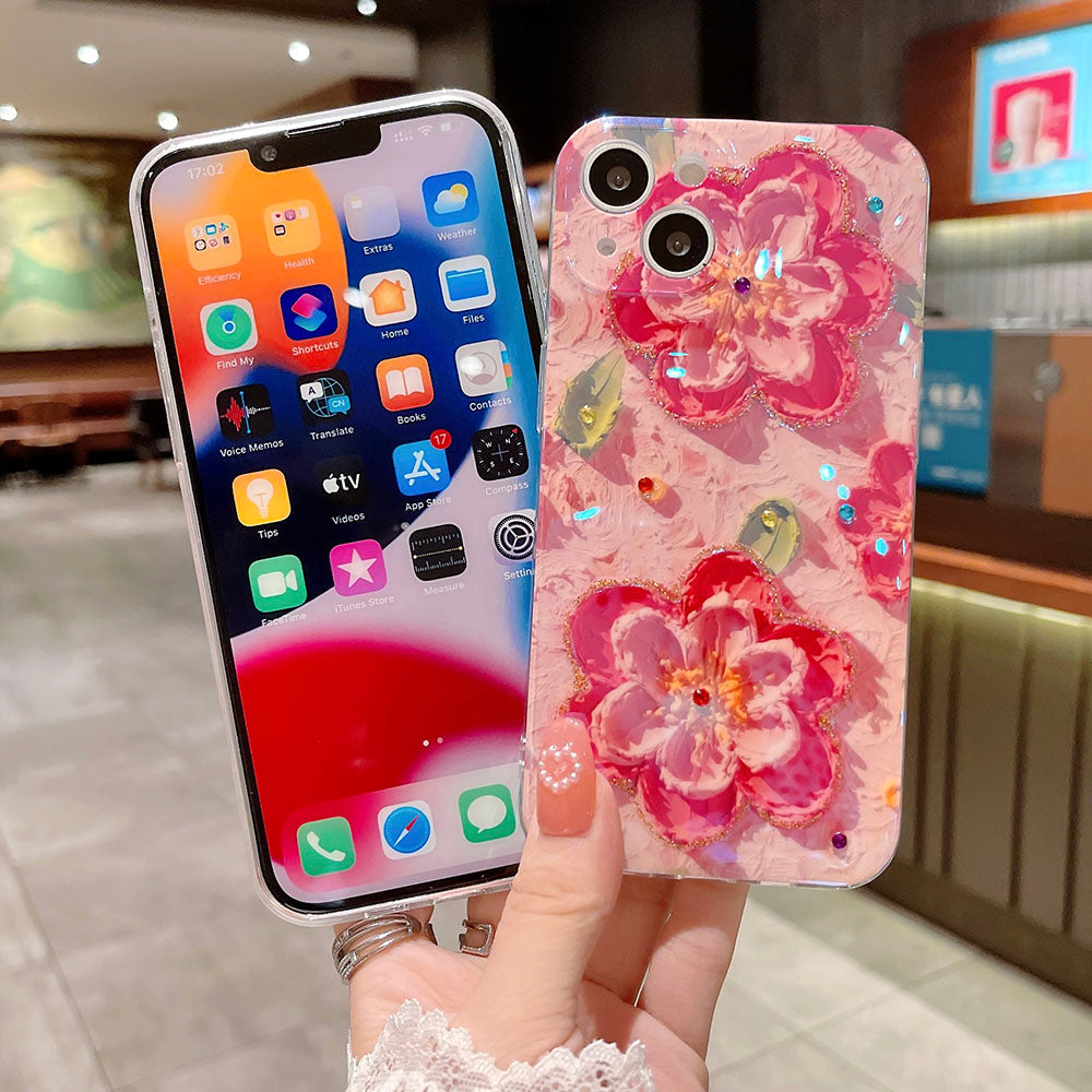 Oil Painting Pink Flower iPhone Case