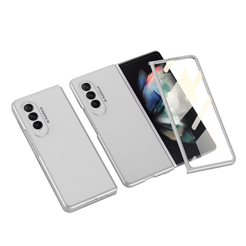 Luxury Leather Carbon Fiber Plating Case For Samsung Galaxy Z Fold4 Fold3 With Tempered Glass Screen - GiftJupiter
