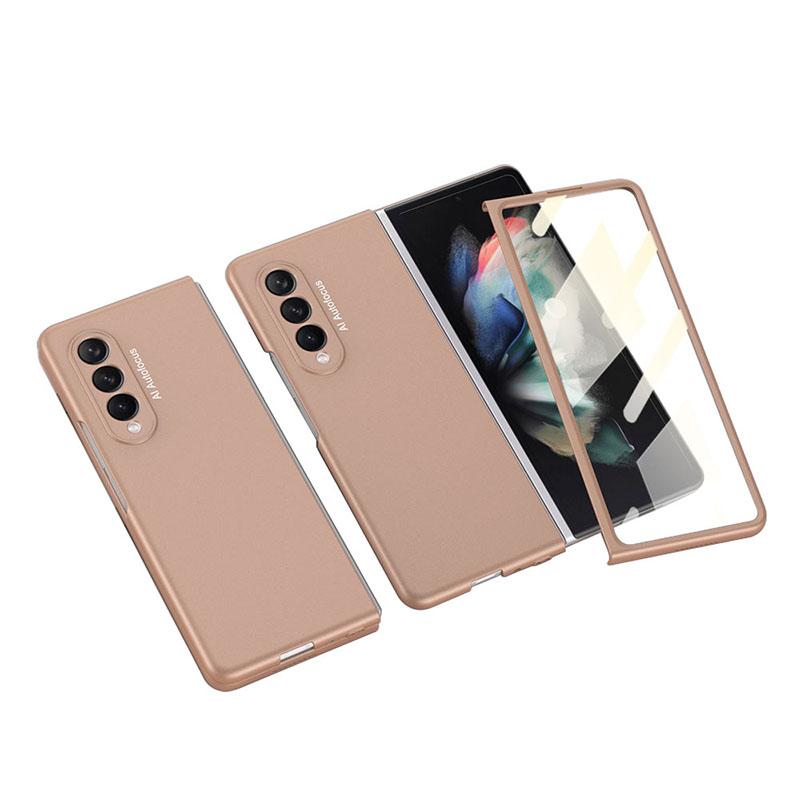 Luxury Leather Carbon Fiber Plating Case For Samsung Galaxy Z Fold4 Fold3 With Tempered Glass Screen - GiftJupiter