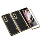Luxury Leather Carbon Fiber Plating Case For Samsung Galaxy Z Fold4 Fold3 With Tempered Glass Screen - GiftJupiter