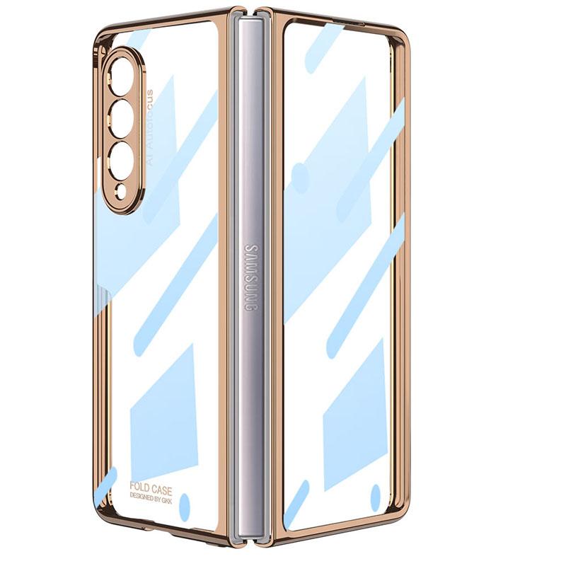 Luxury Leather Carbon Fiber Plating Case For Samsung Galaxy Z Fold4 Fold3 With Tempered Glass Screen - GiftJupiter