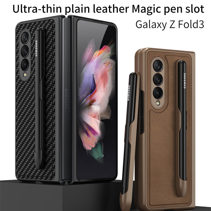 Luxury Leather Cover With Velcro Pen Slot For Samsung Galaxy Z Fold 3 5G - GiftJupiter