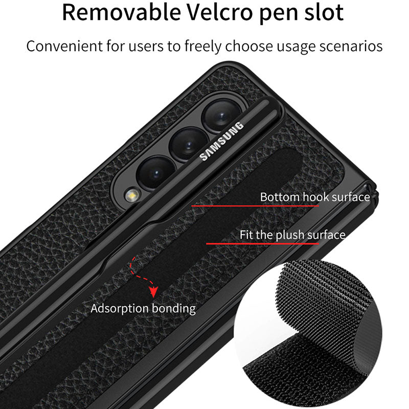 Luxury Leather Cover With Velcro Pen Slot For Samsung Galaxy Z Fold 3 5G - GiftJupiter