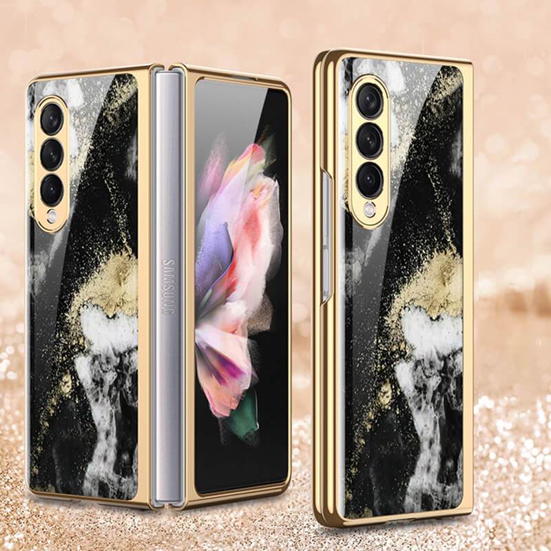 Natural Marble Glass Case For Samsung Galaxy Z Fold 3 5G - GiftJupiter