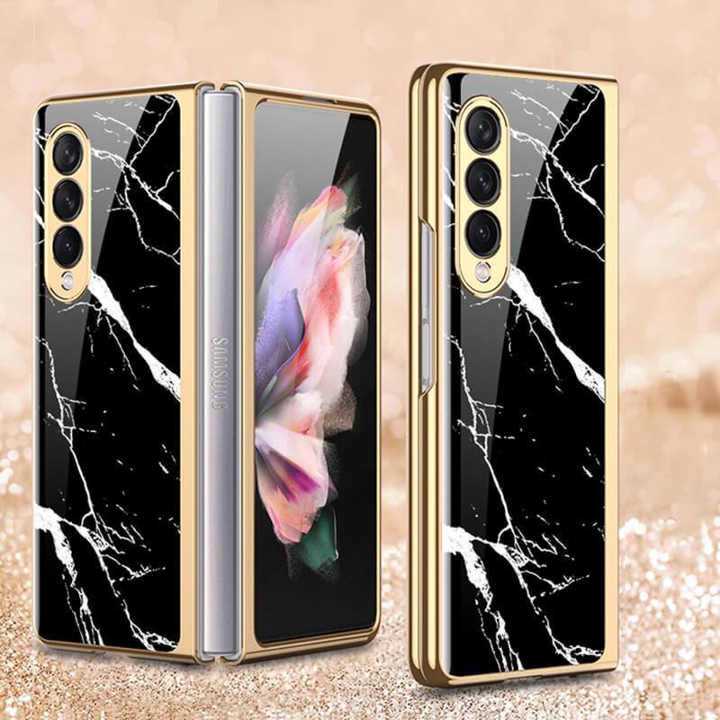 Natural Marble Glass Case For Samsung Galaxy Z Fold 3 5G - GiftJupiter