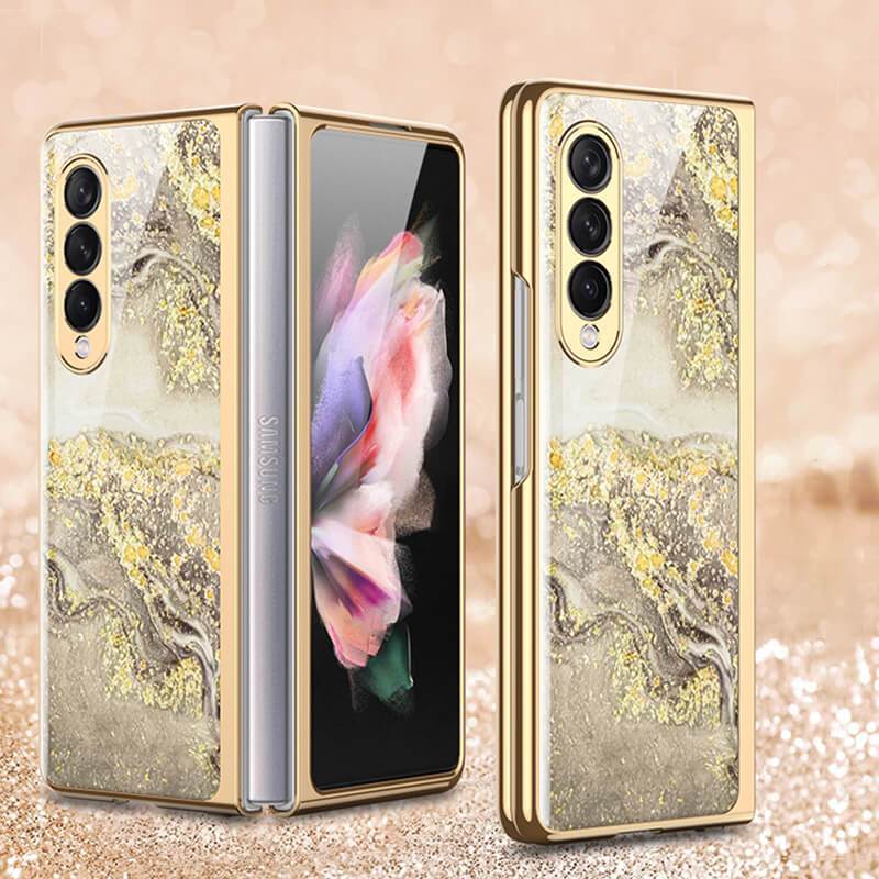 Natural Marble Glass Case For Samsung Galaxy Z Fold 3 5G - GiftJupiter