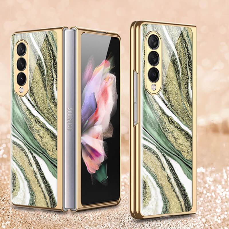Natural Marble Glass Case For Samsung Galaxy Z Fold 3 5G - GiftJupiter