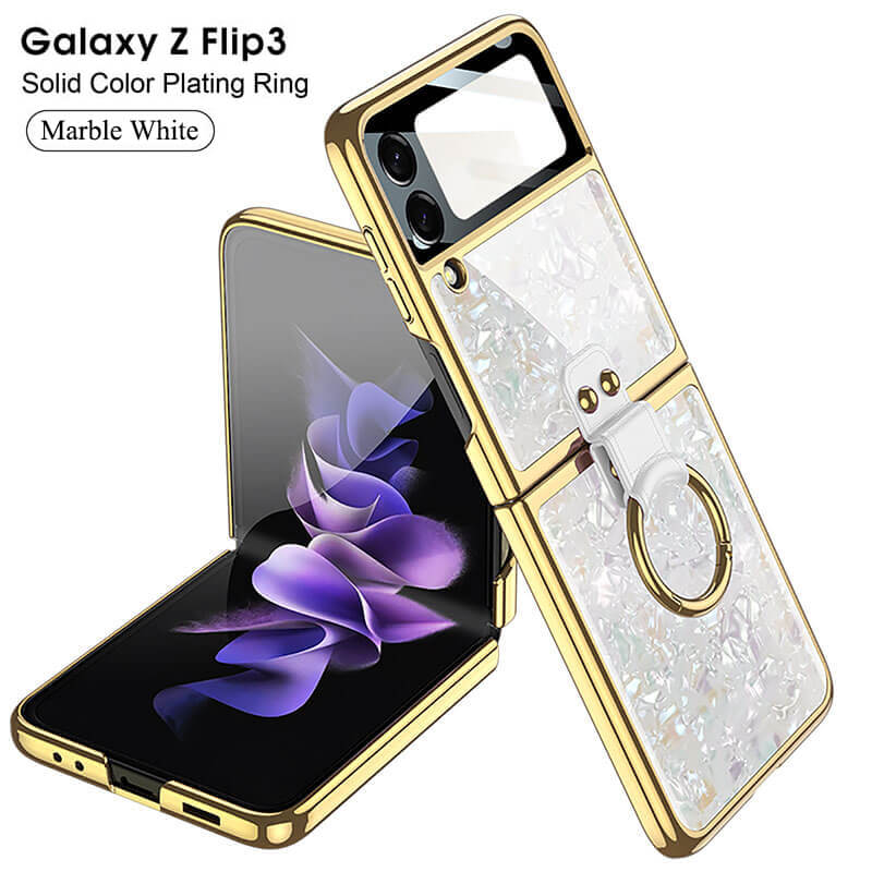 Luxury Plating Frame Anti-knock Protection Glass Case For Samsung Galaxy Z Flip3 - GiftJupiter