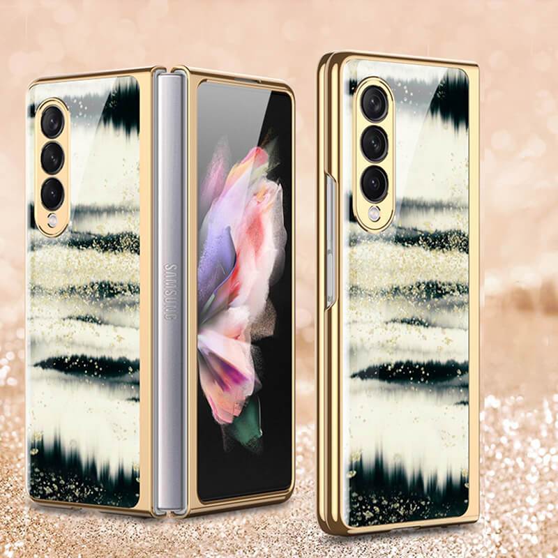 Natural Marble Glass Case For Samsung Galaxy Z Fold 3 5G - GiftJupiter