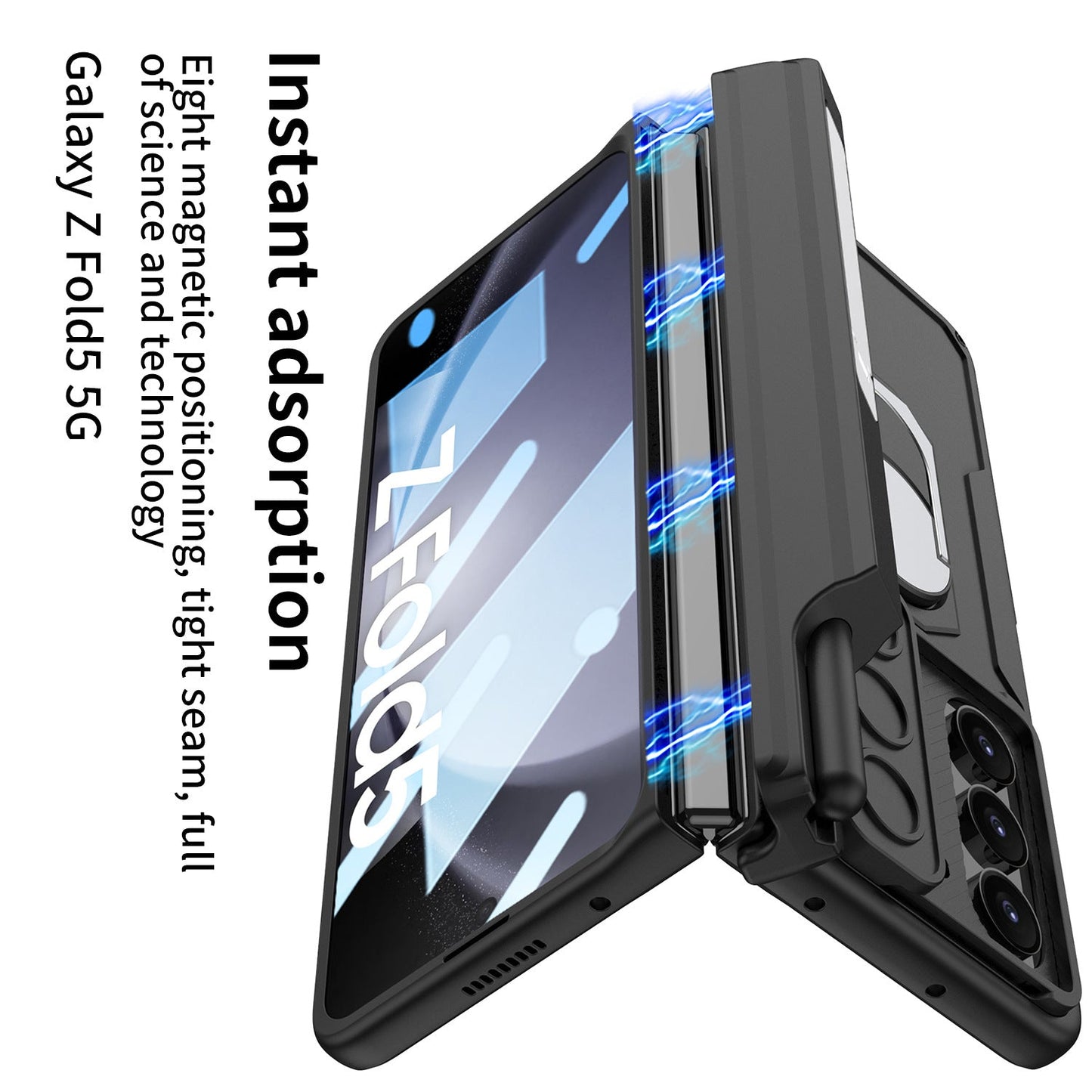 Magnetic Folding Armor Lens Protective Case With Back Screen Protector For Samsung Galaxy Z Fold3 Fold4 Fold5