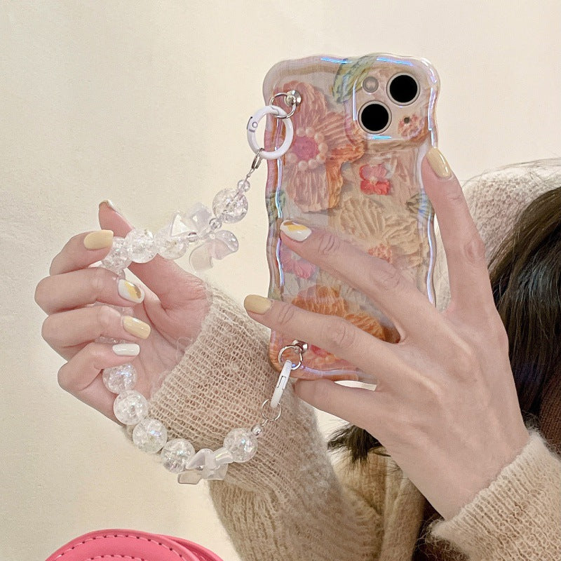 Luxury Pearl Oil Painting Flower iPhone Case