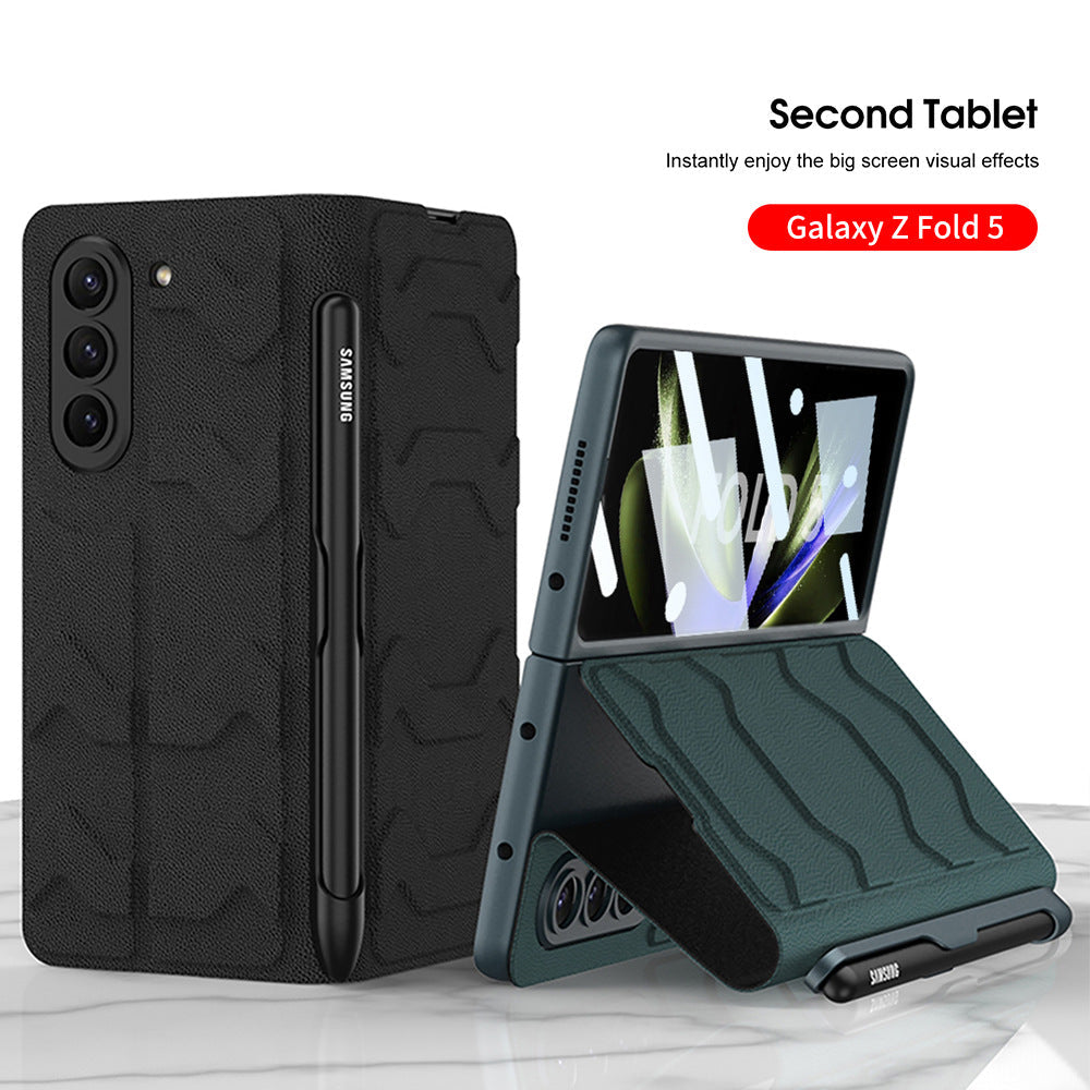 Samsung Galaxy Z Fold 5 Mobile Phone Case Fashion Warrior Flip Leather Case Film Velcro Pen Slot Case - mycasety2023 Mycasety