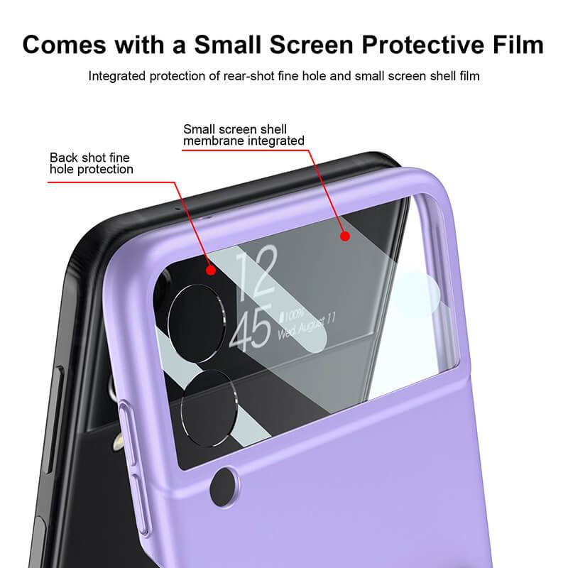 Original Leather Strap Holder Back Screen Glass Hard Cover For Samsung Z Flip4 Flip3 5G - GiftJupiter