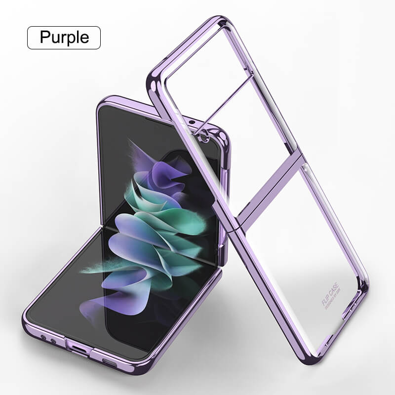 Plating Frame Transparent Back Hard Shockproof Full Protection Cover for Samsung Galaxy Z Flip3 5G - GiftJupiter