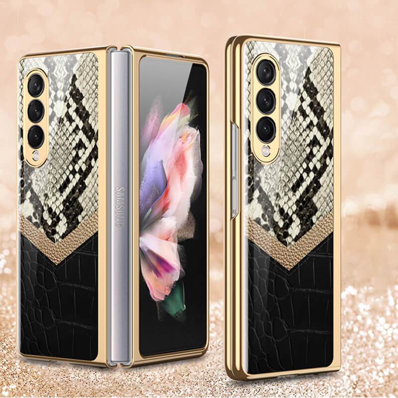Python Leopard Print Tempered Glass Case for Samsung Galaxy Z Fold 3 5G - GiftJupiter