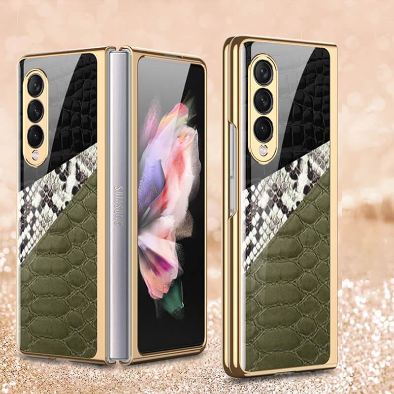 Python Leopard Print Tempered Glass Case for Samsung Galaxy Z Fold 3 5G - GiftJupiter