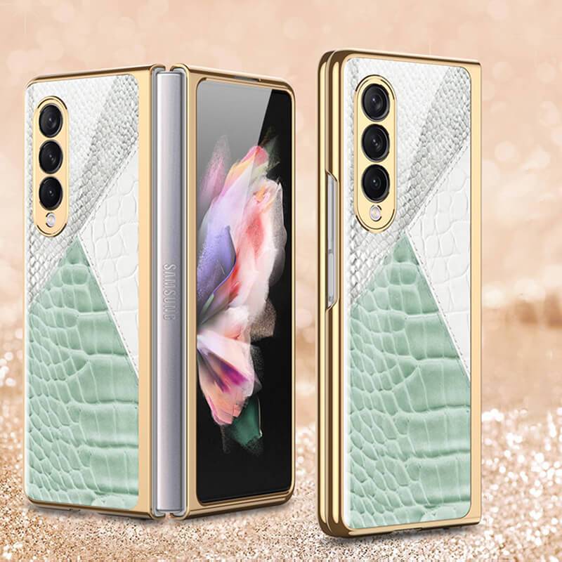Python Leopard Print Tempered Glass Case for Samsung Galaxy Z Fold 3 5G - GiftJupiter