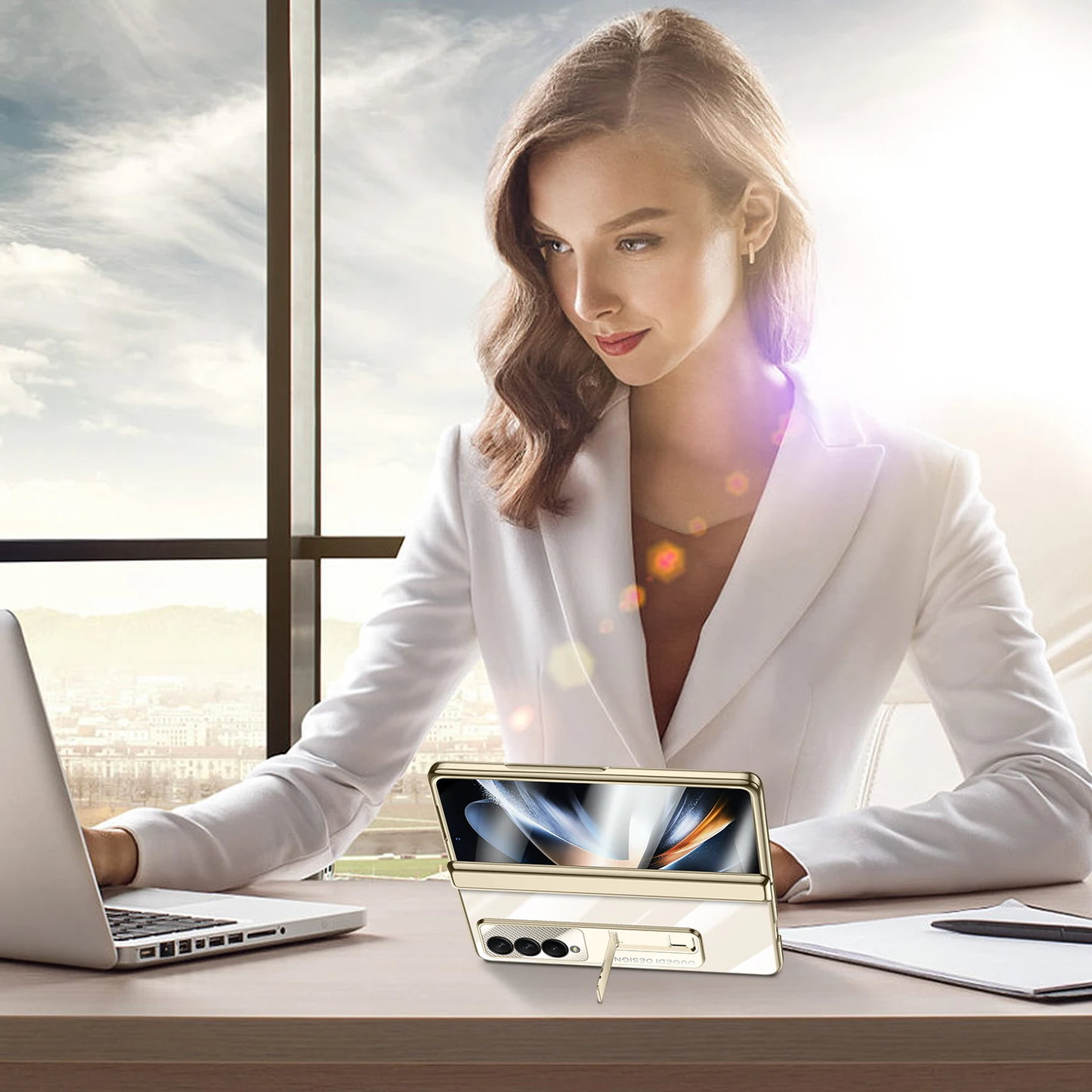 Electroplate Aluminum Bracket Lens Protection Phone Case For Samsung Galaxy Z Fold5 Fold4