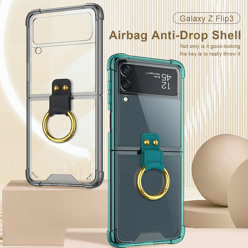 NEWEST Transparents Airbag Ring Holder Anti-knock Protection Cover For Samsung Galaxy Z Flip4 Flip3 5G - GiftJupiter