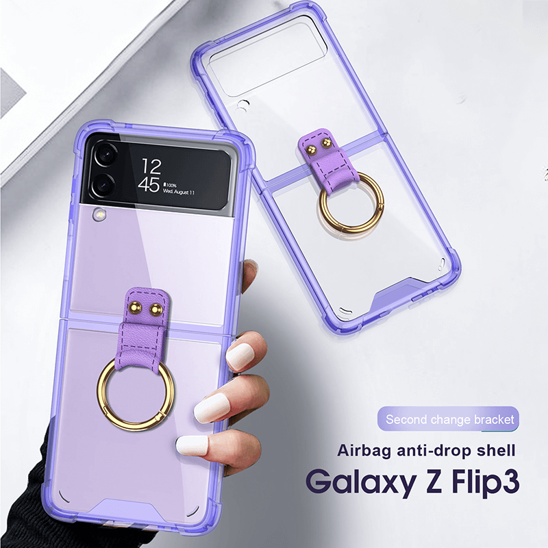 NEWEST Transparents Airbag Ring Holder Anti-knock Protection Cover For Samsung Galaxy Z Flip4 Flip3 5G - GiftJupiter