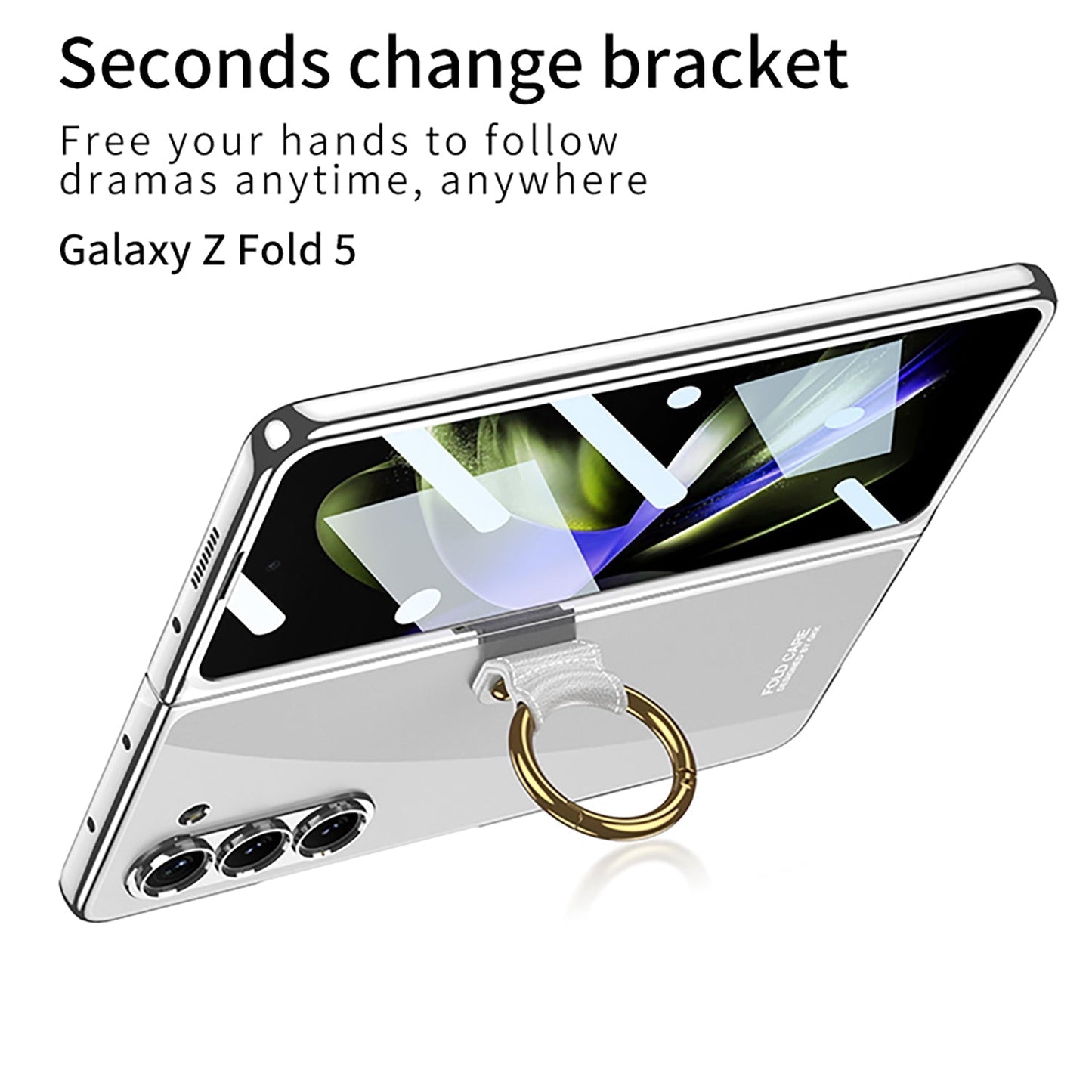 Transparent Samsung Galaxy Z Fold5 Plated Phantom Case with Exclusive Ring - mycasety2023 Mycasety