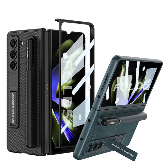 Samsung Galaxy Z Fold 5 Case with Front Screen Tempered Glass Protector & Pen Slot & Stylus - mycasety2023 Mycasety