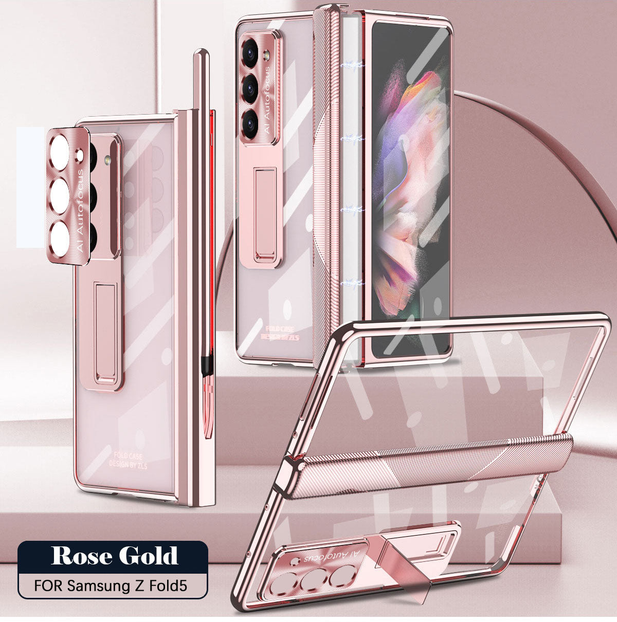 Magnetic Hinge Plating Case For Galaxy Z Fold5 Fold4 Fold3 With Double Hinge Protector - mycasety2023 Mycasety