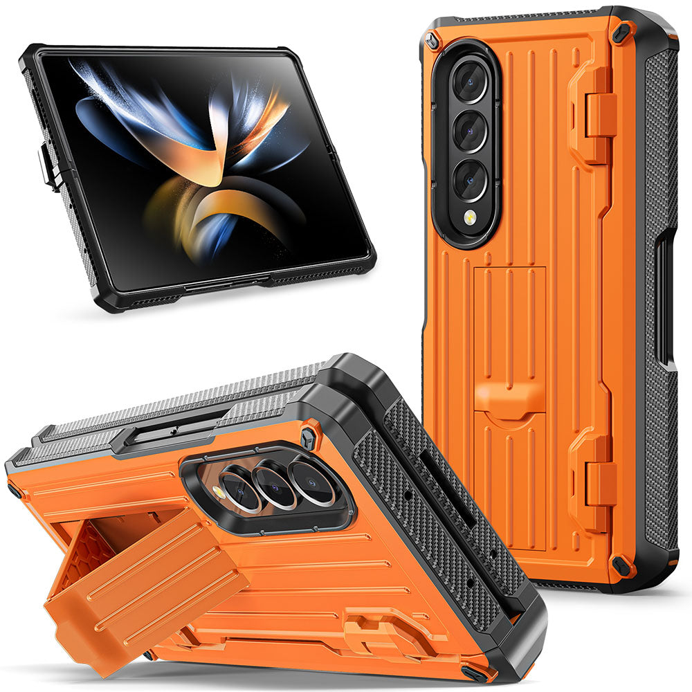 Newest Trolley Case Double-Cover Fold Mecha all-inclusive Rugged Phone Case For Galaxy Z Fold4 Fold3