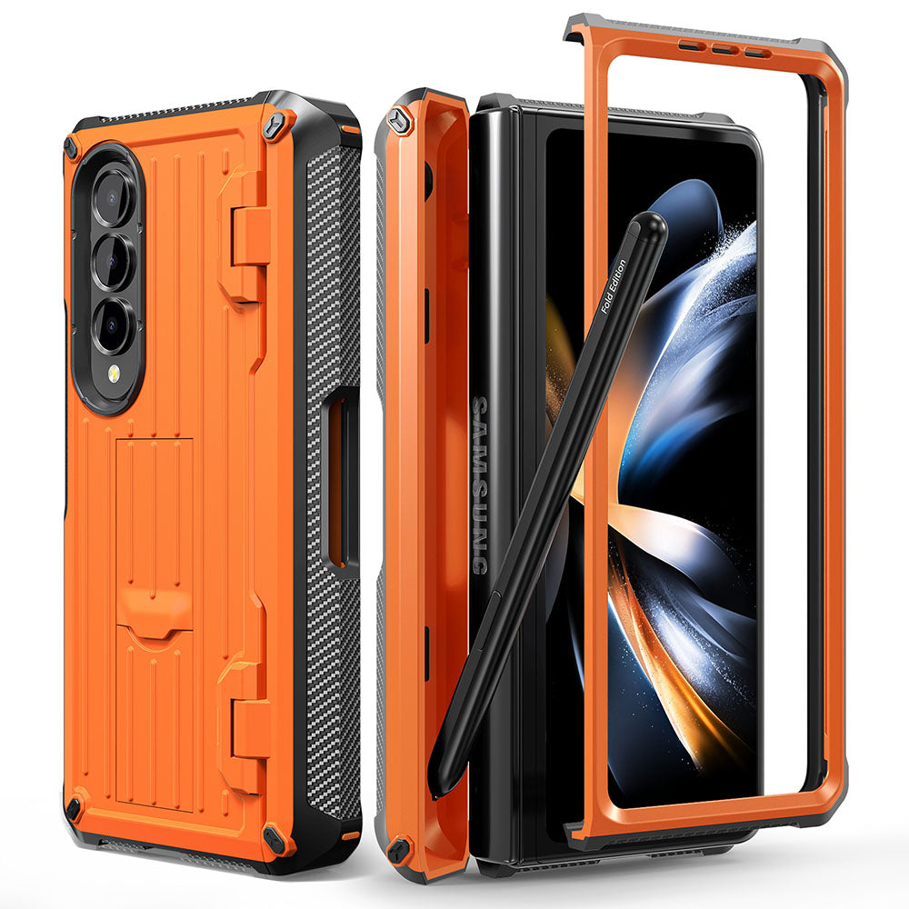 Newest Trolley Case Double-Cover Fold Mecha all-inclusive Rugged Phone Case For Galaxy Z Fold4 Fold3