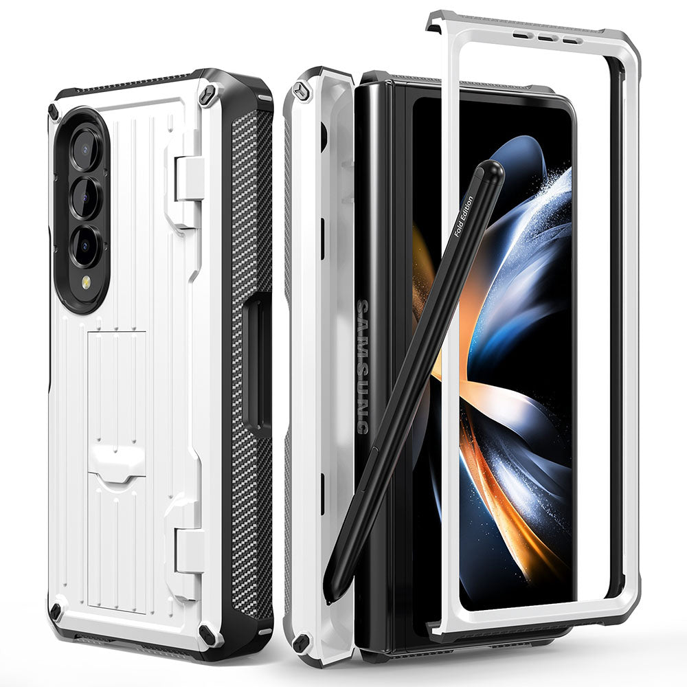 Newest Trolley Case Double-Cover Fold Mecha all-inclusive Rugged Phone Case For Galaxy Z Fold4 Fold3