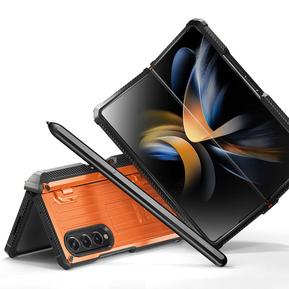 Newest Trolley Case Double-Cover Fold Mecha all-inclusive Rugged Phone Case For Galaxy Z Fold4 Fold3