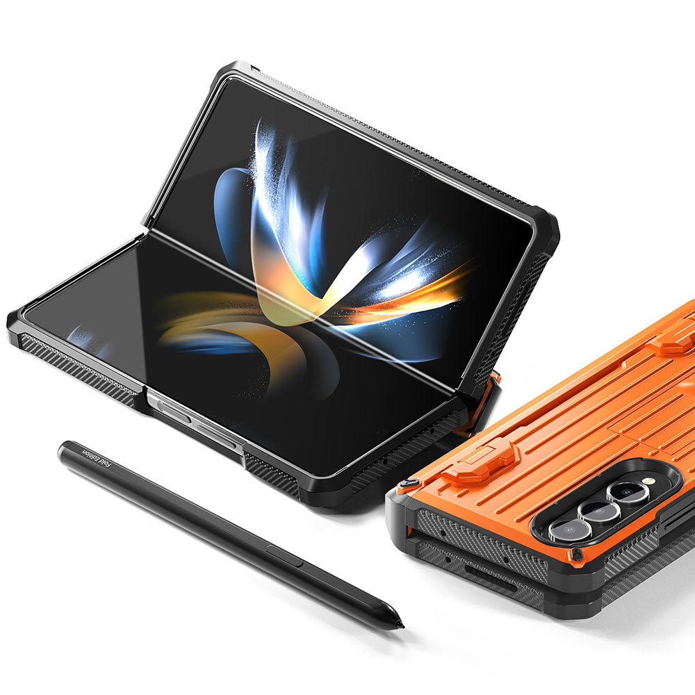 Newest Trolley Case Double-Cover Fold Mecha all-inclusive Rugged Phone Case For Galaxy Z Fold4 Fold3