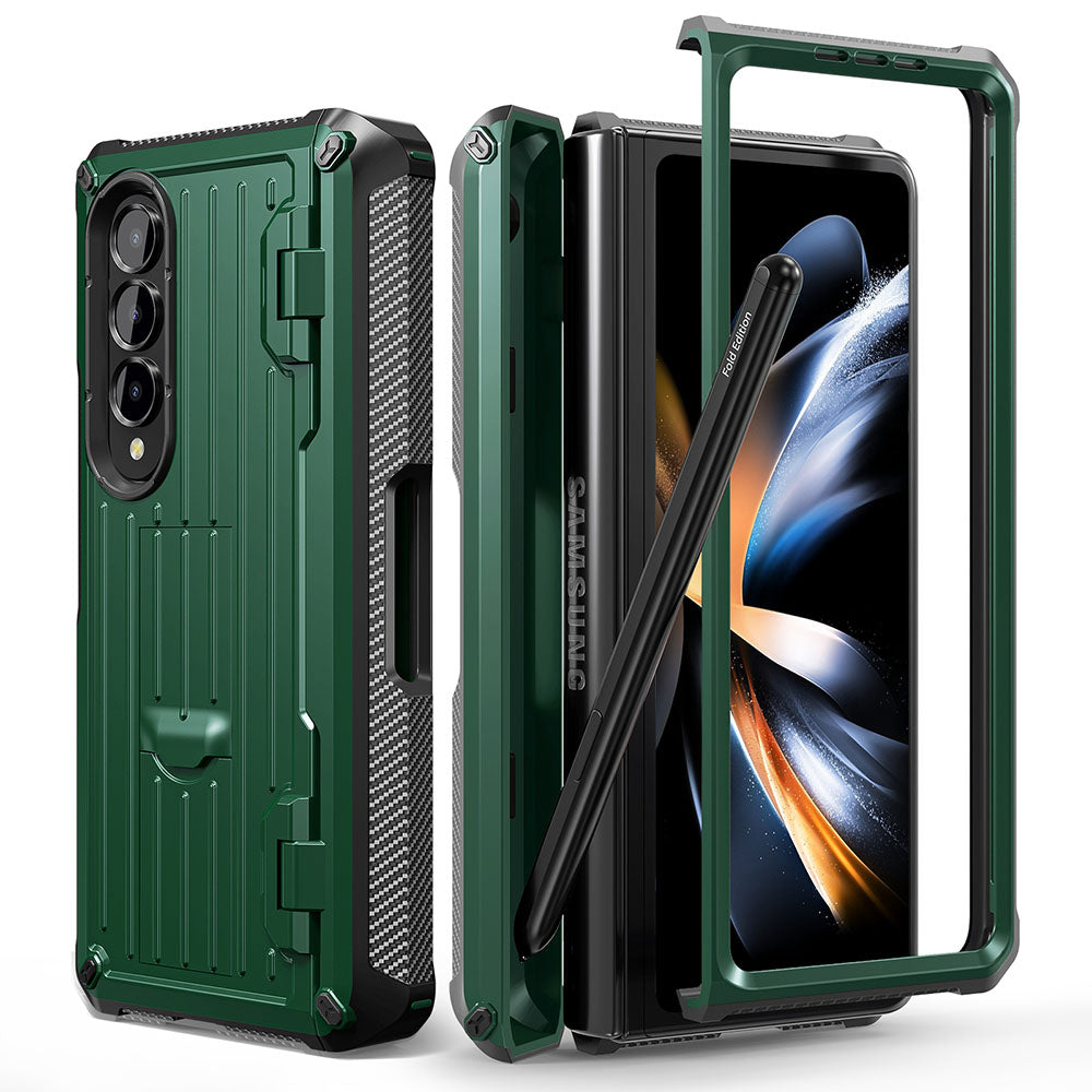 Newest Trolley Case Double-Cover Fold Mecha all-inclusive Rugged Phone Case For Galaxy Z Fold4 Fold3