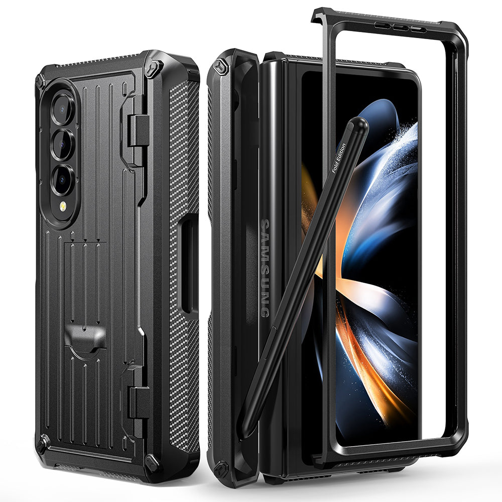 Newest Trolley Case Double-Cover Fold Mecha all-inclusive Rugged Phone Case For Galaxy Z Fold4 Fold3